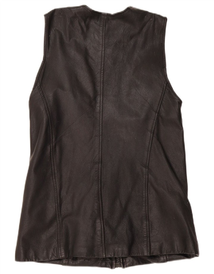 Gilet en cuir femme vintage UK 12 Cuir noir moyen