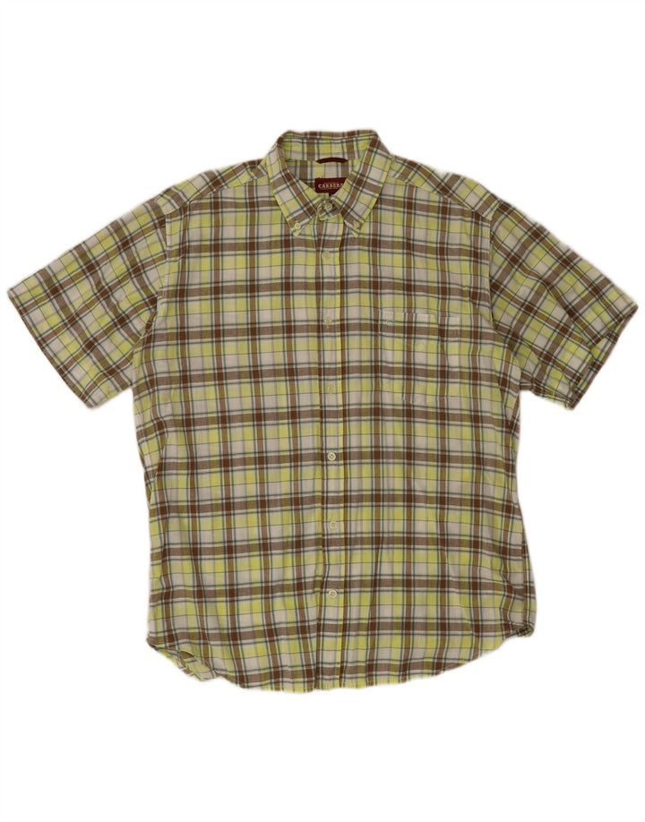 Carrera Chemise à manches courtes pour homme en coton à carreaux verts