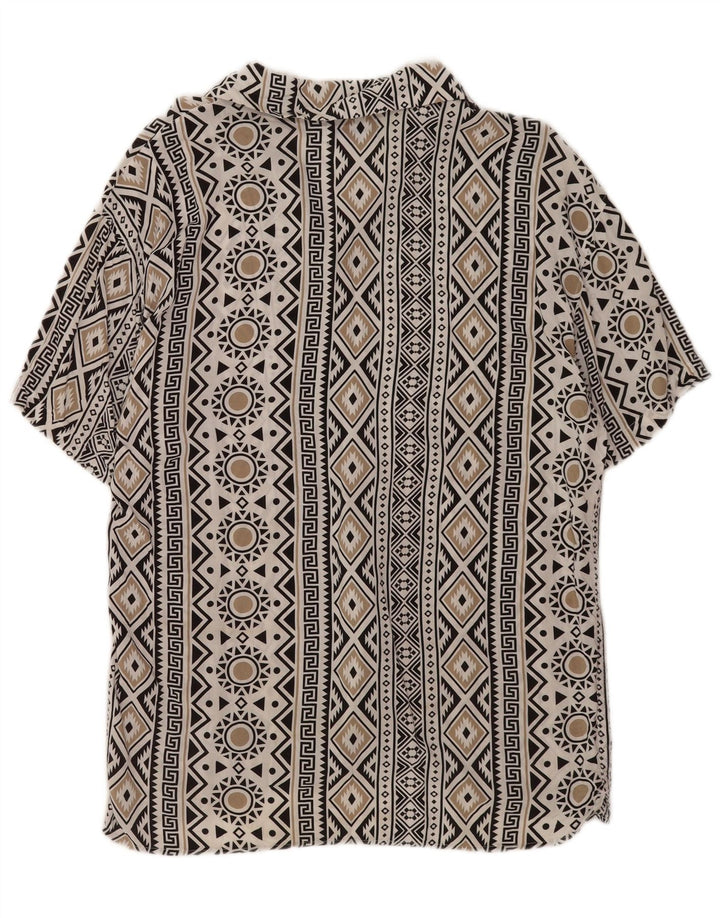Jack & Jones Chemise à Manches Courtes Homme Small Blanc Géométrique Viscose