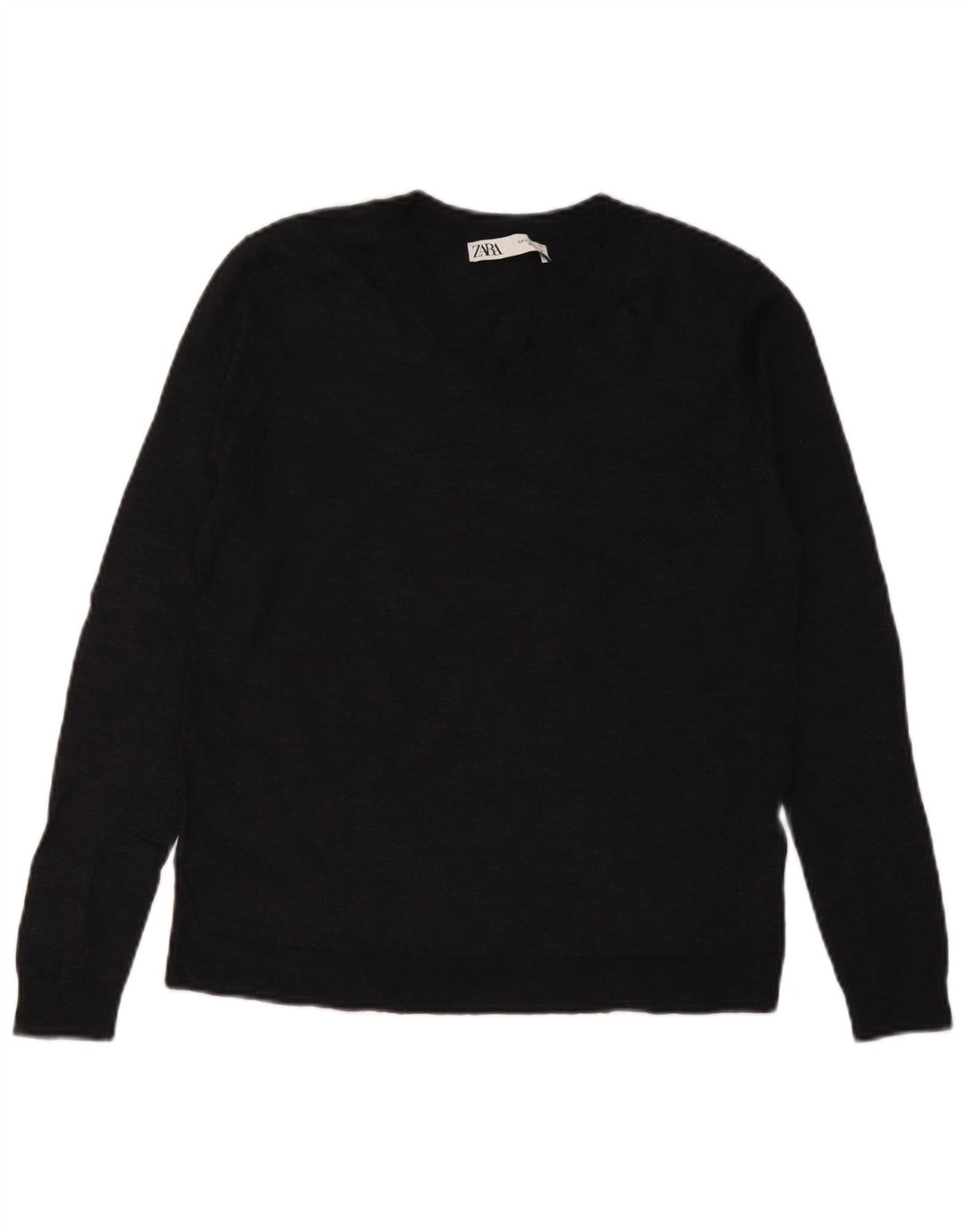 Zara Pull col V pour femme UK 10 Petite laine bleu marine