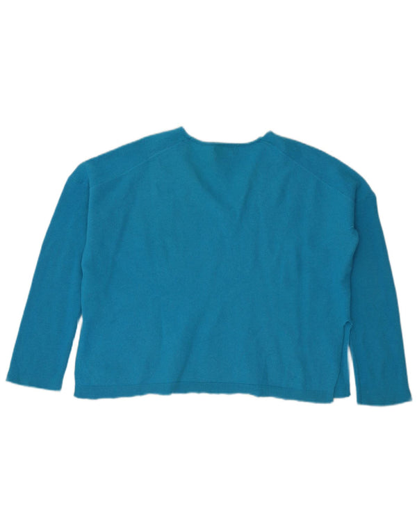 Massimo Dutti Pull court surdimensionné à col en V pour femme UK 10 Petit Bleu