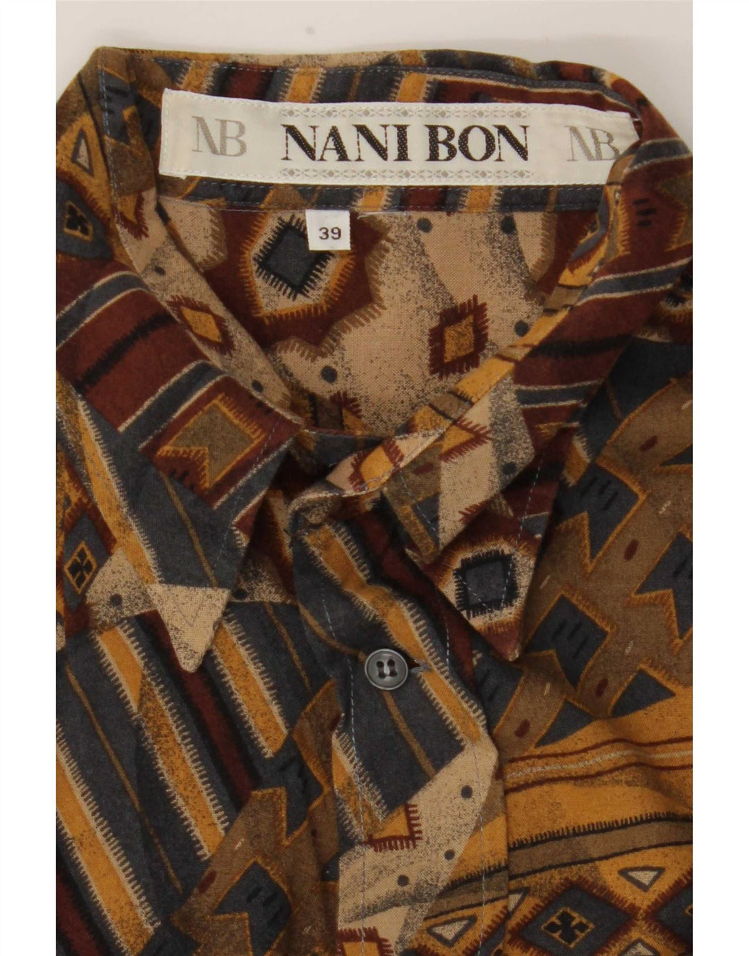 NANI BON Chemise à manches courtes homme taille 39 moyen multicolore géométrique