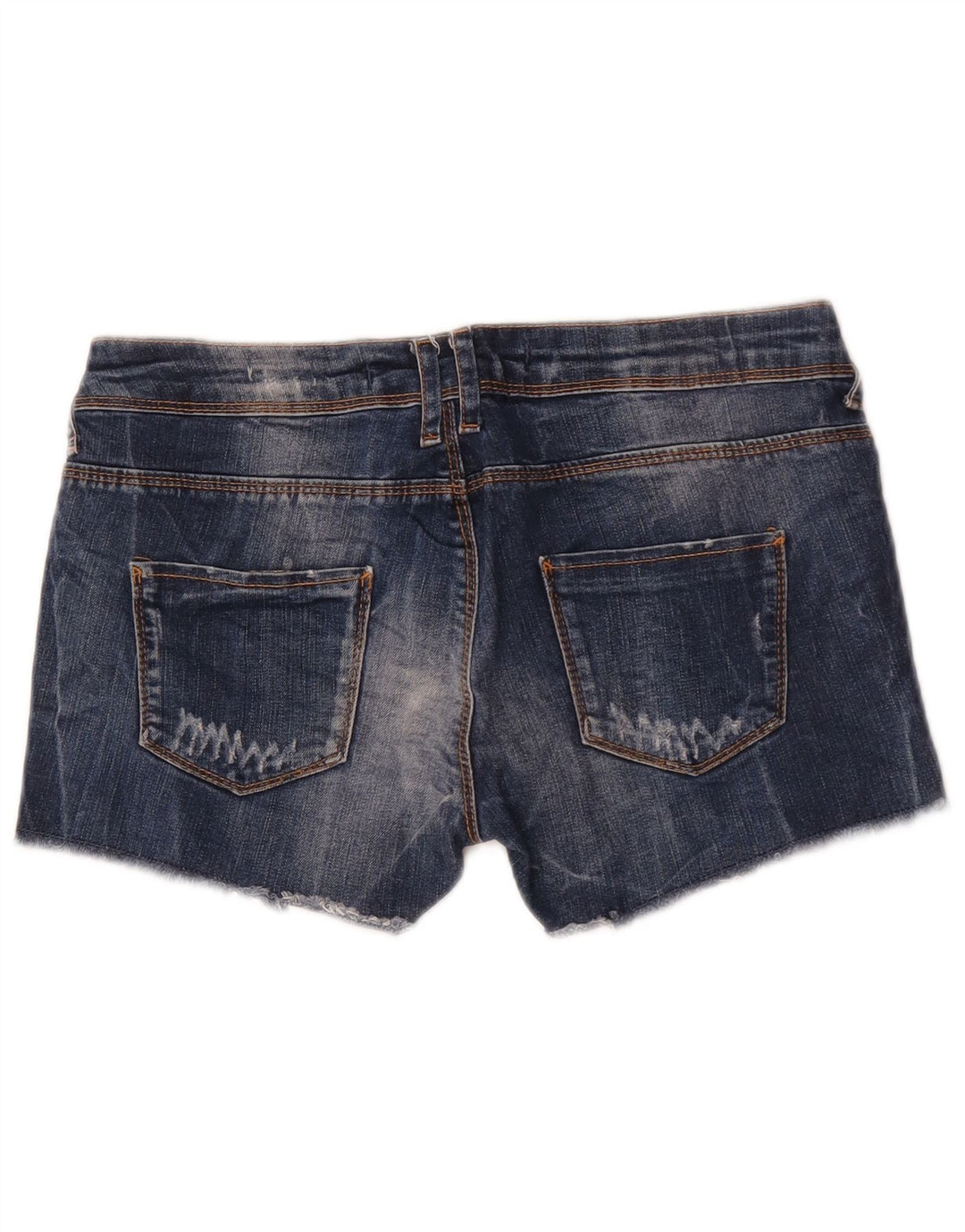 Zara Short en jean vieilli pour femme EU 38 Small W28 Bleu