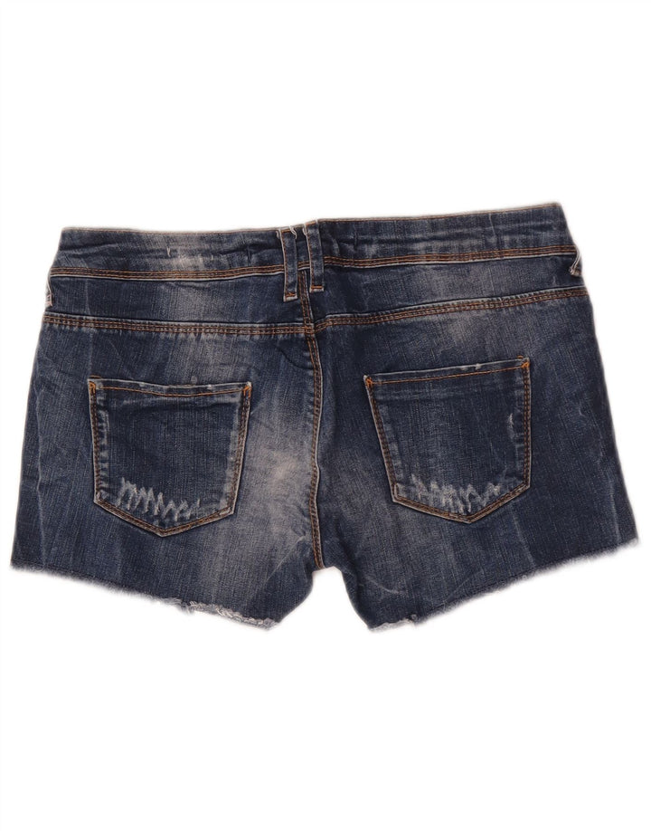 Zara Short en jean vieilli pour femme EU 38 Small W28 Bleu