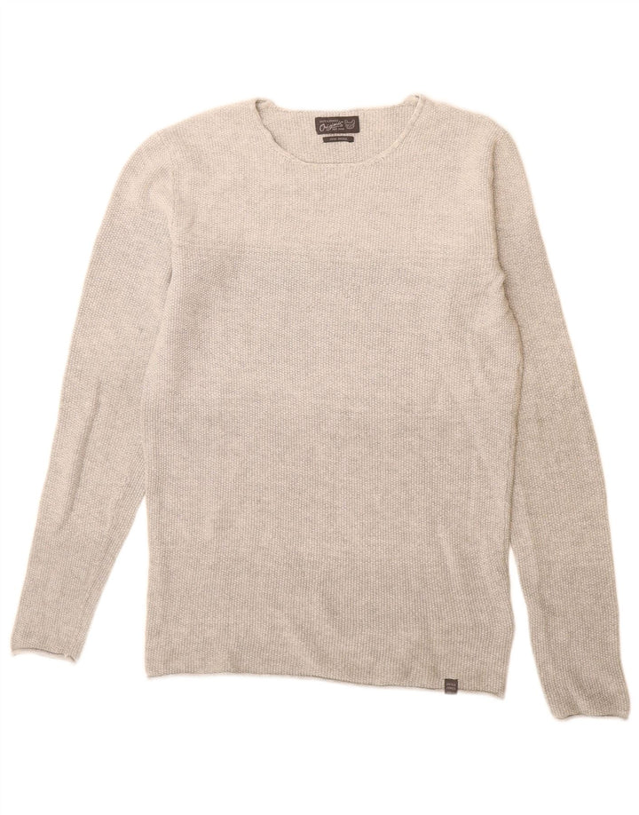 Jack & Jones Pull Col Bateau Homme Petit Gris Coton