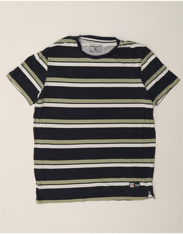 Jack & Jones T-Shirt Homme Top XL Bleu Marine Rayé Coton