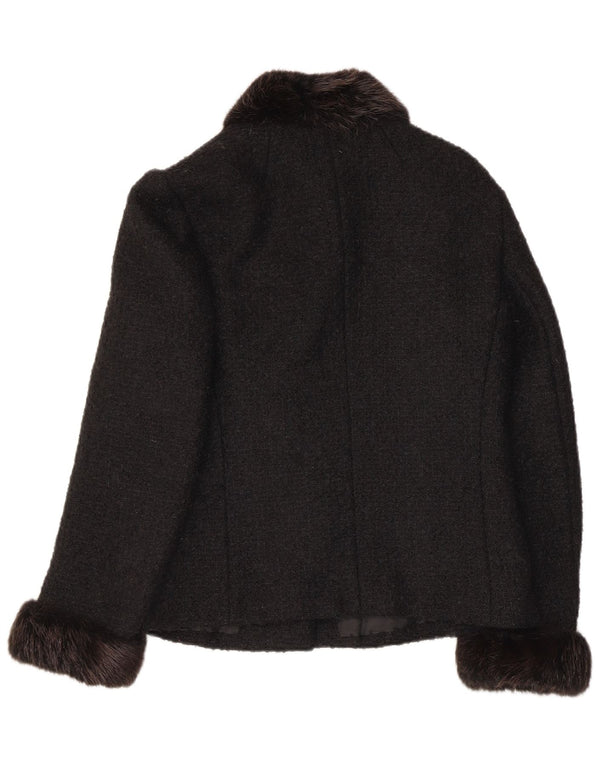 vintage Femmes 6 Bouton Blazer Veste UK 10 Petit Noir