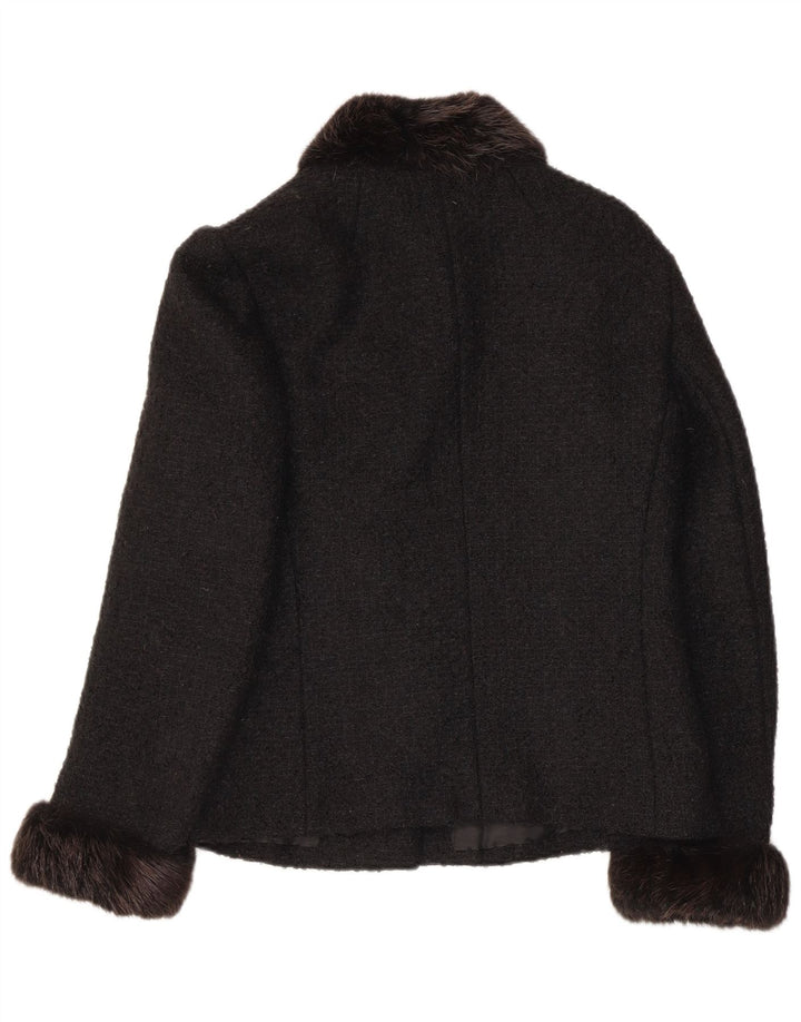 vintage Femmes 6 Bouton Blazer Veste UK 10 Petit Noir