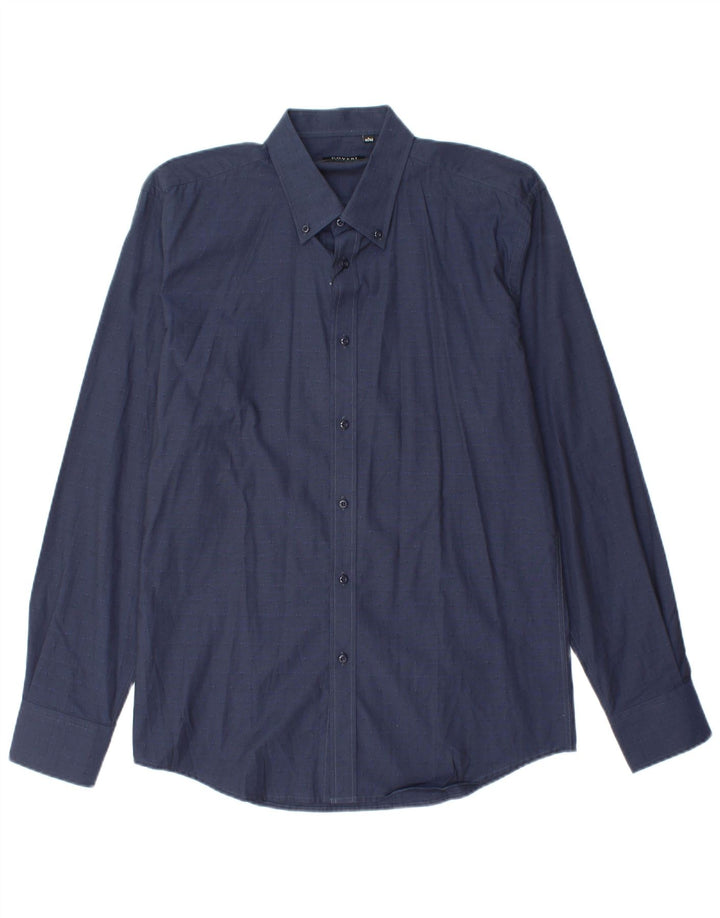 COVERI Chemise Homme Taille 41/42 Large Bleu Marine Coton