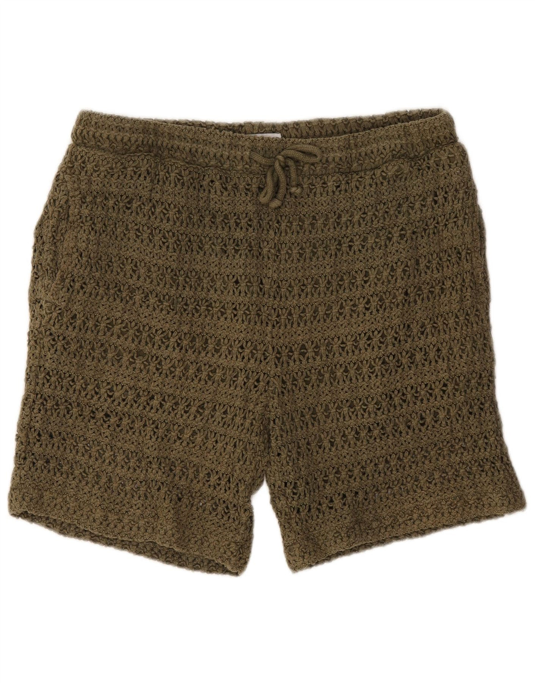 Zara Femme Short Crochet Large W32 Coton Kaki