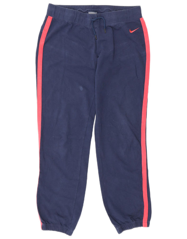 Nike Womens Tracksuit Trousers Joggers UK 14 Medium Navy Blue Colourblock