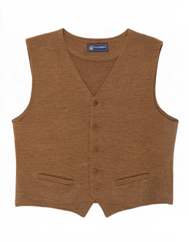 Alan Scoott Gilet tricoté pour homme IT 48 Petite laine marron