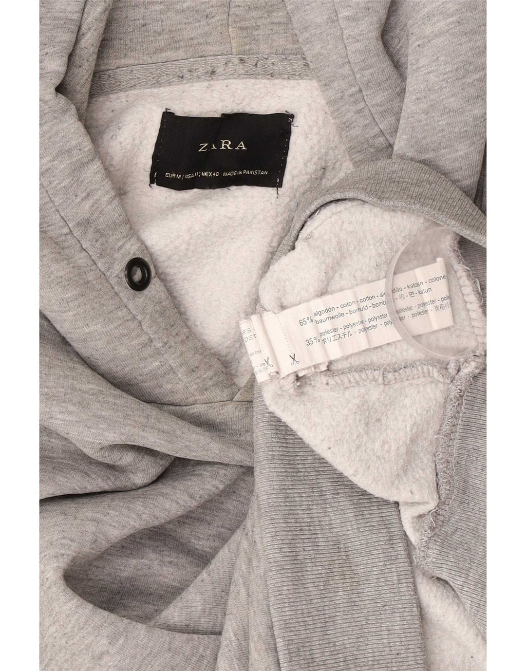 Zara Pull À Capuche Homme Gris Moyen Moucheté Coton