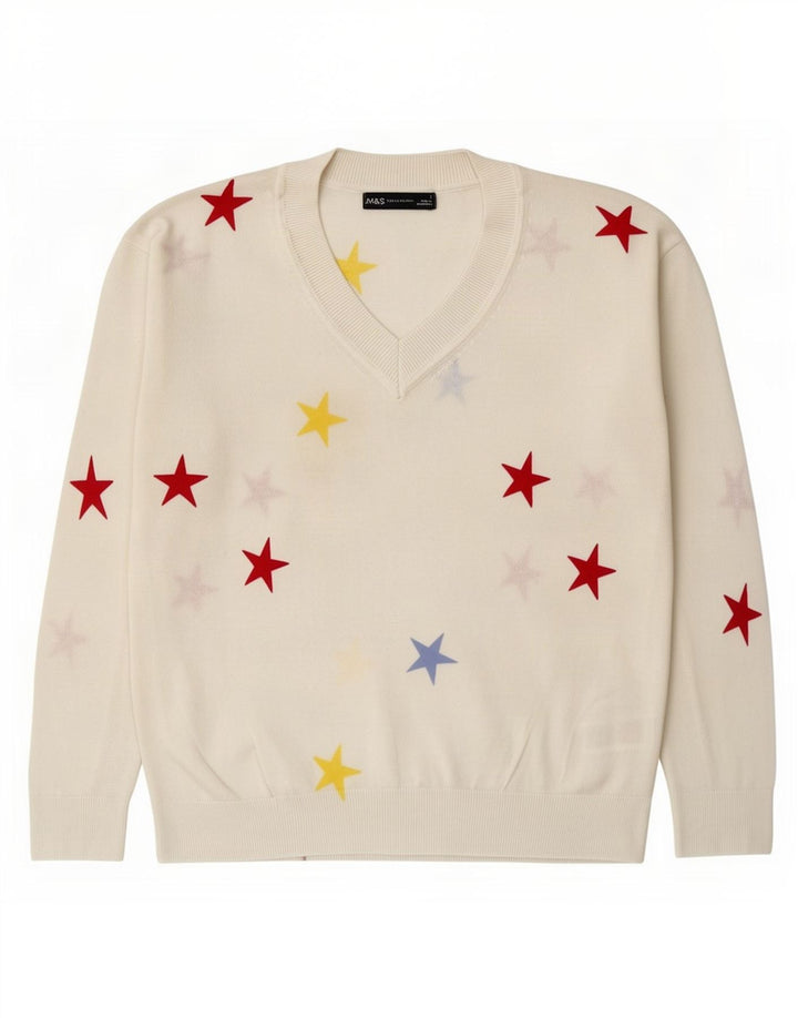 Marks & Spencer Pull à col en V pour femme Motif abstrait UK 10 Small W