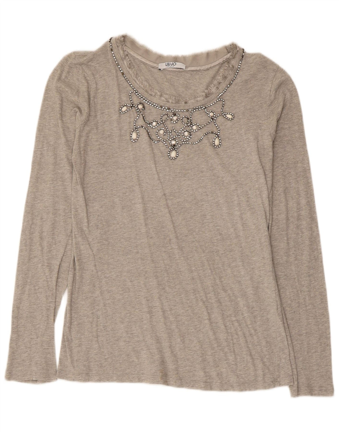 LIU JO Haut à manches longues pour femme UK 10 Small Gris