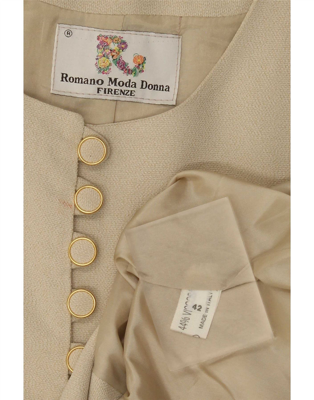 veste blazer graphique femme vintage IT 42 imprimé animal beige moyen
