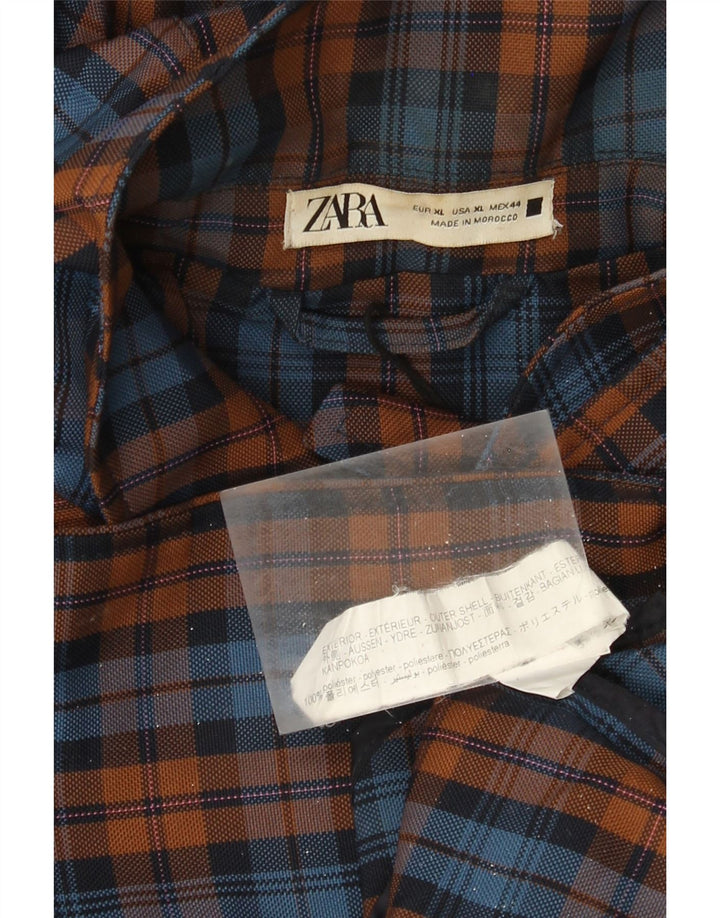 Zara Manteau à capuche pour homme UK 42 XL Polyester à carreaux multicolores