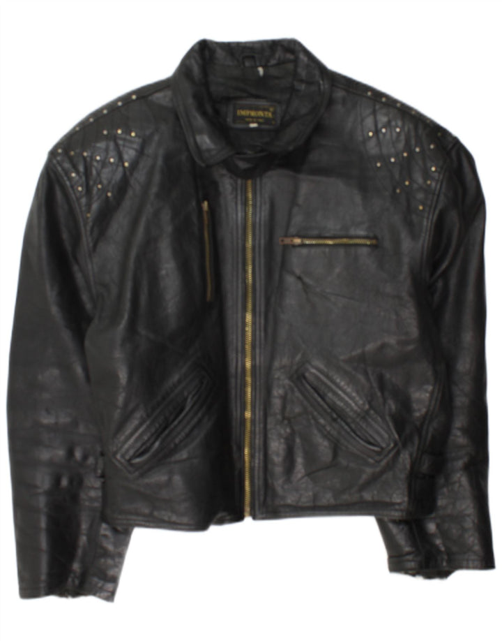 veste de course en cuir femme vintage UK 18 XL cuir noir
