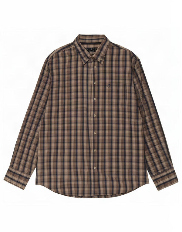 Chemise homme vintage 2XL Coton à carreaux marron