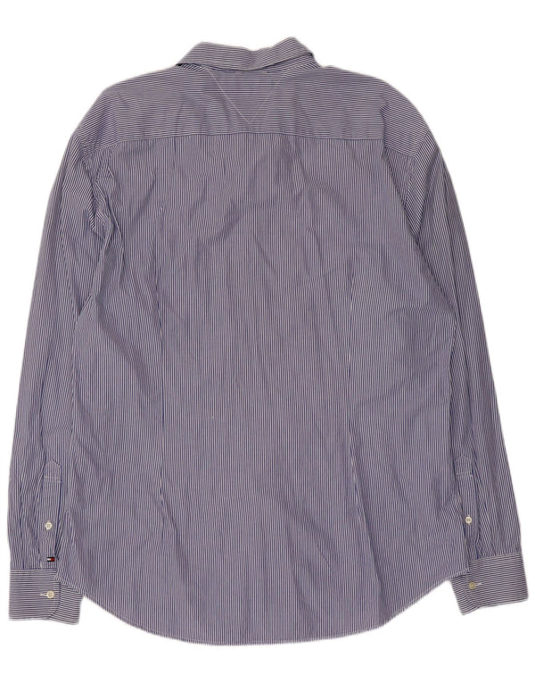 Tommy Hilfiger Chemise cintrée pour homme 2XL en coton à fines rayures bleu marine