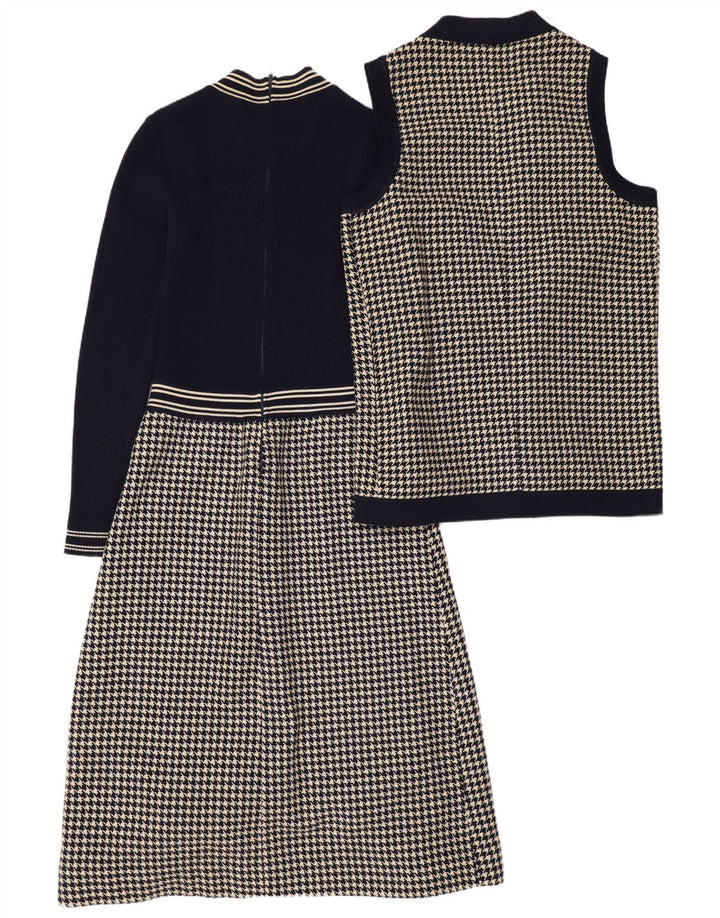 Ensemble 2 pièces vintage pour femme UK 42, pied-de-poule bleu marine moyen