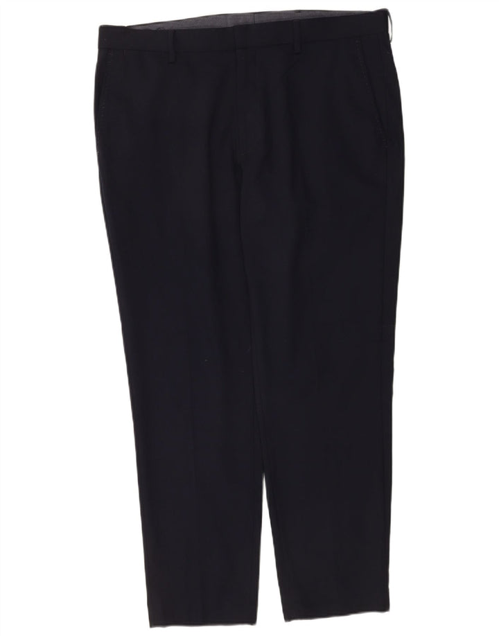 Marks & Spencer Pantalon Chino Droit Homme W36 L29 Bleu Marine Laine