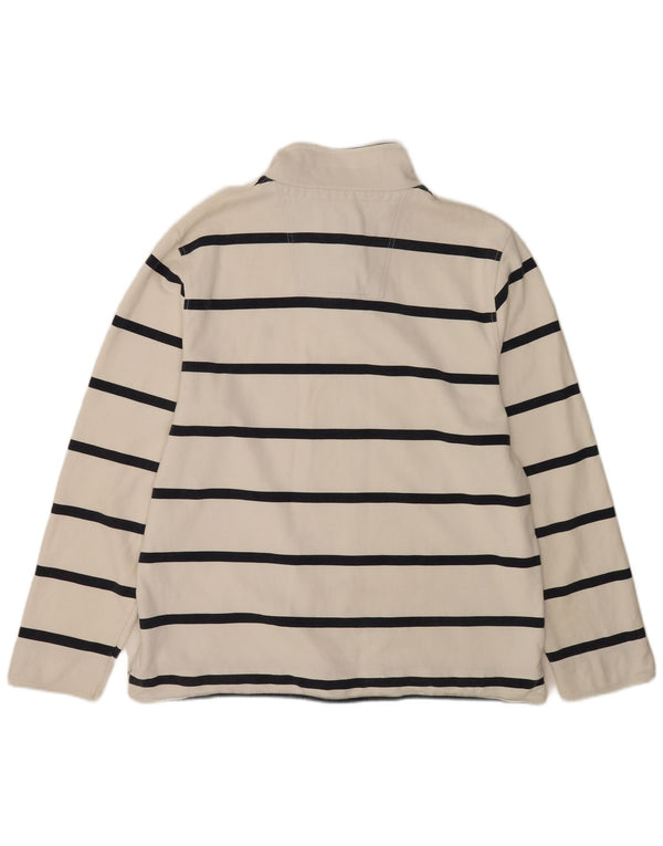 Crew Clothing Sweat-shirt à col zippé pour homme 2XL en coton rayé blanc