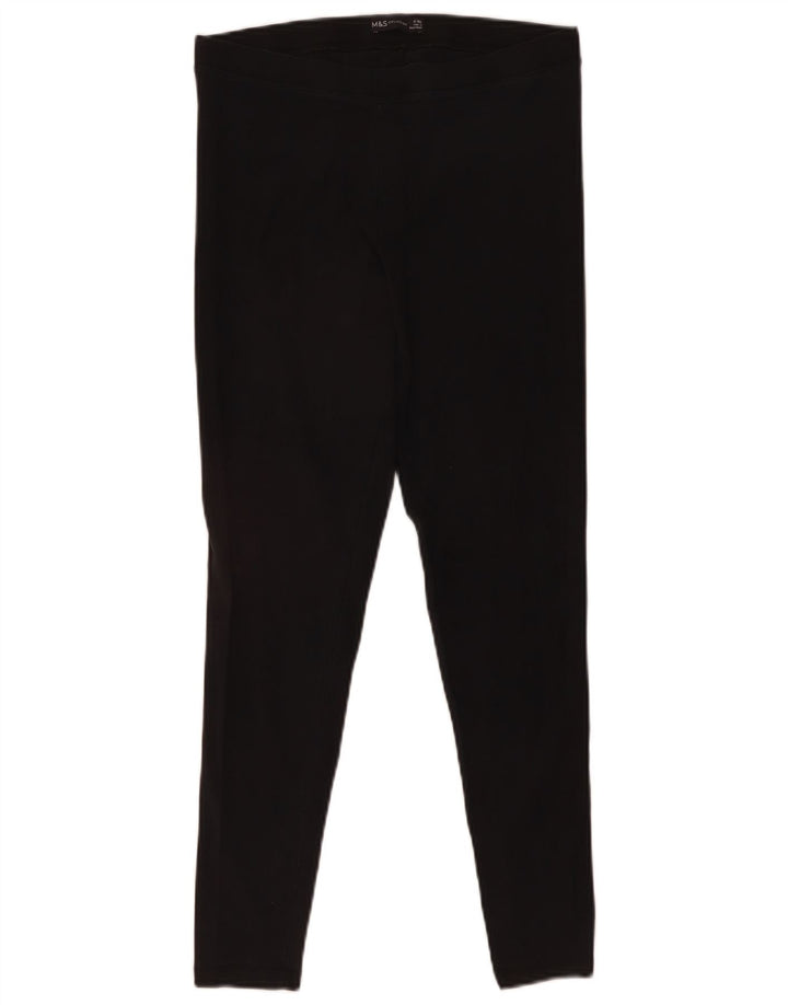 Marks & Spencer Leggings Femme UK 12 Coton Noir Moyen