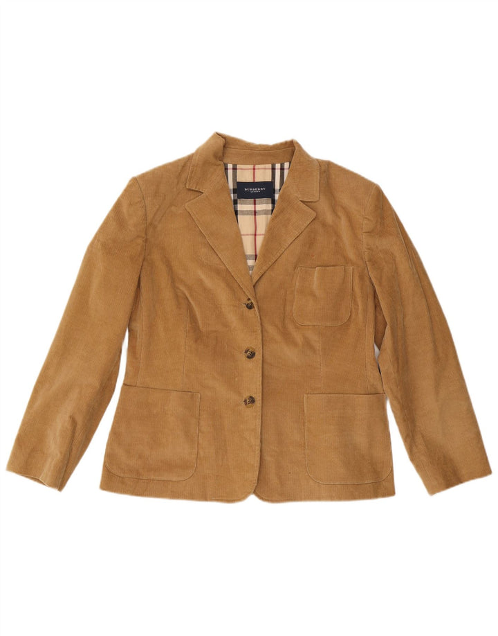 Burberry Veste blazer en velours côtelé à 3 boutons pour femme IT 46 Large en coton marron