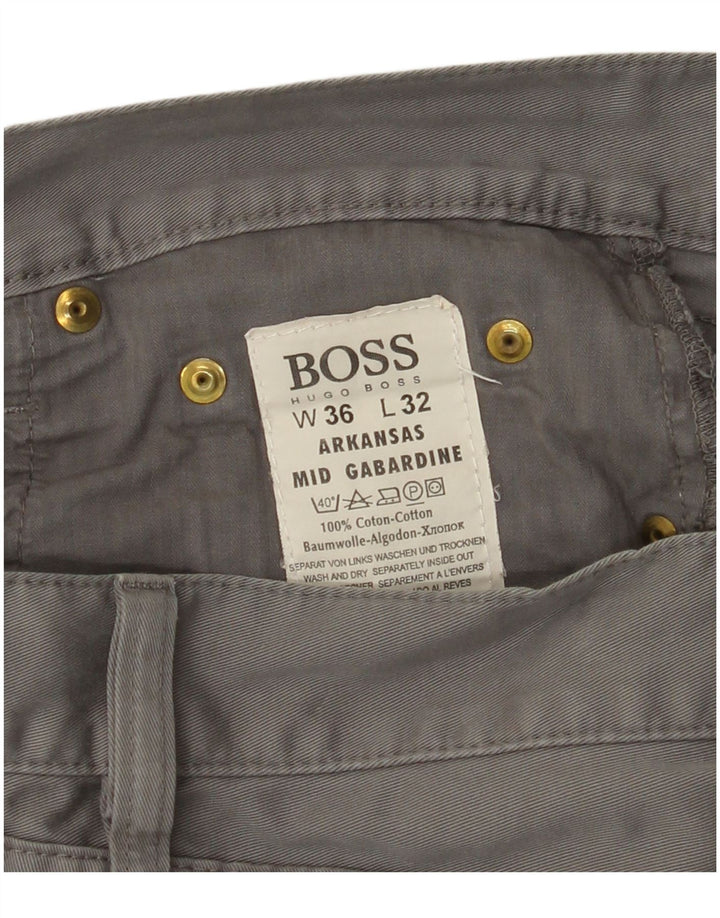 HUGO BOSS Pantalon décontracté droit Arkansas W36 L32 Homme Gris Coton