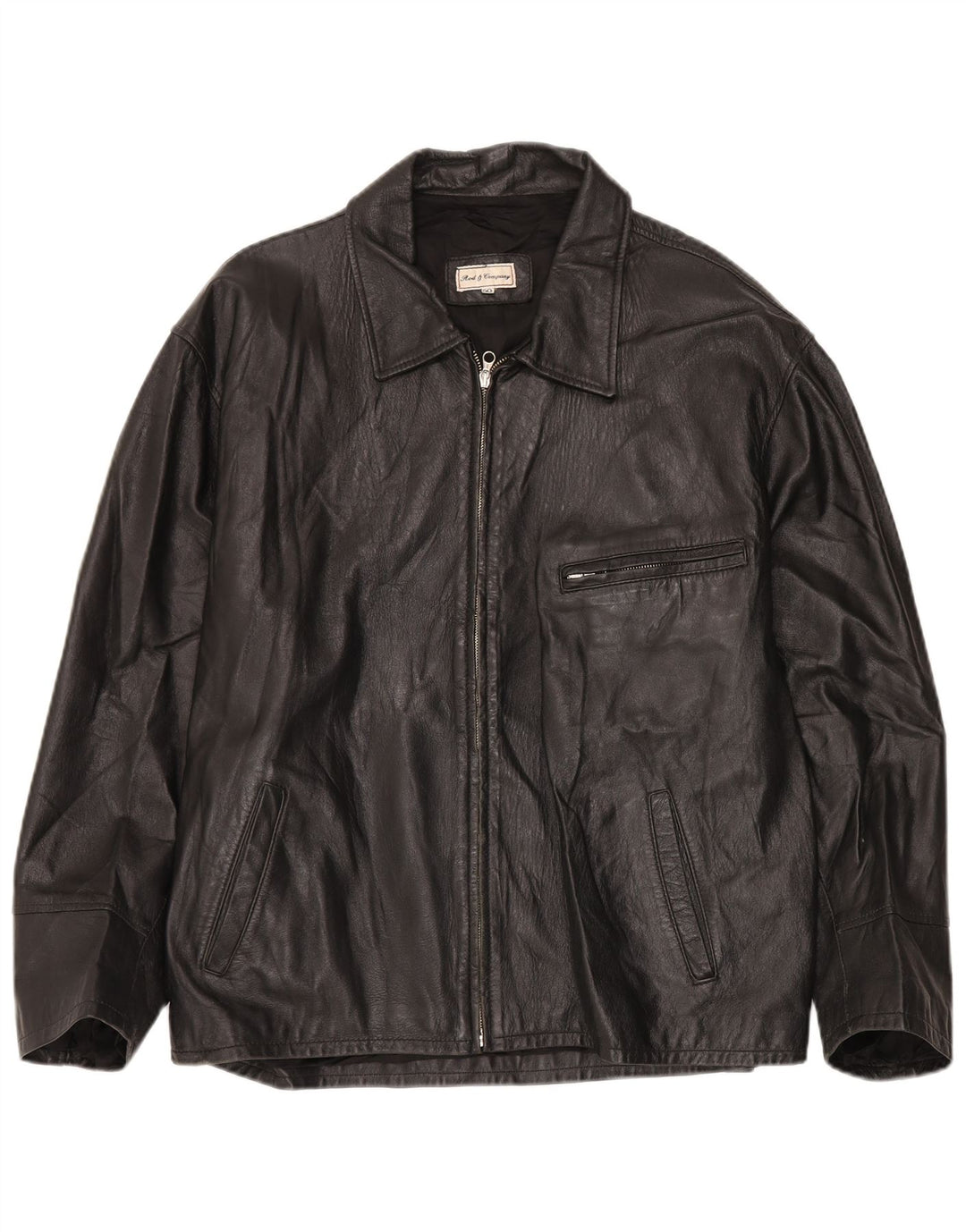 VINTAGE Veste en cuir homme IT 50 Grand cuir noir