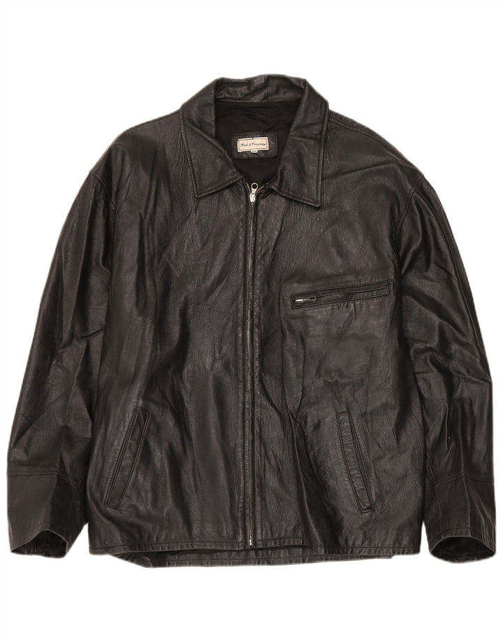 VINTAGE Veste en cuir homme IT 50 Grand cuir noir