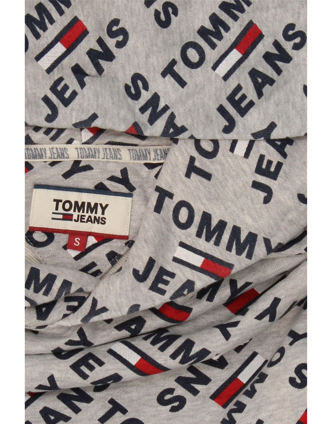 TOMMY HILFIGER Mens Graphic Hoodie Jumper Small Grey Vintage Tommy Hilfiger and Second-Hand Tommy Hilfiger from Messina Hembry 