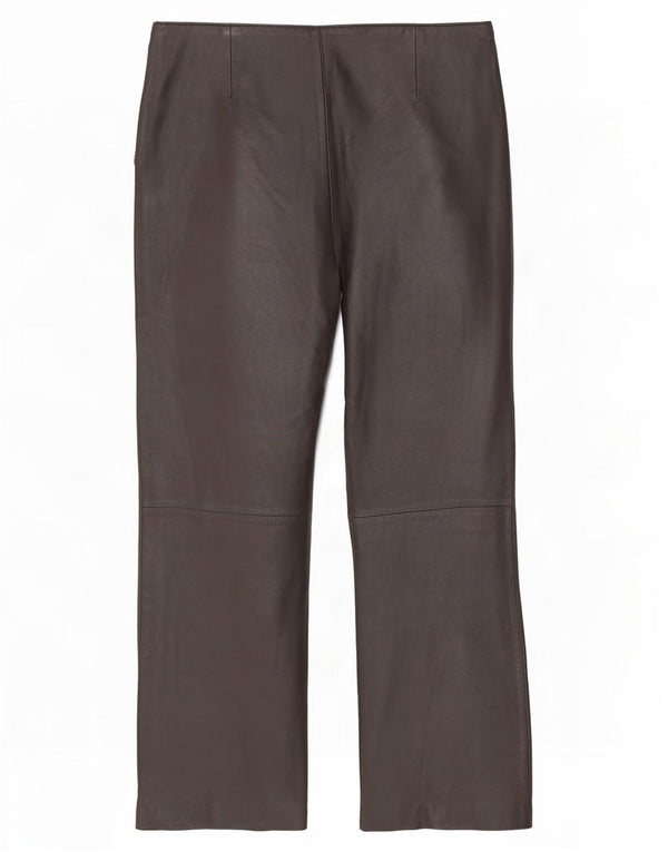 Olly & Co Pantalon en cuir bootcut pour femme UK 14 Large W34 L30 Marron
