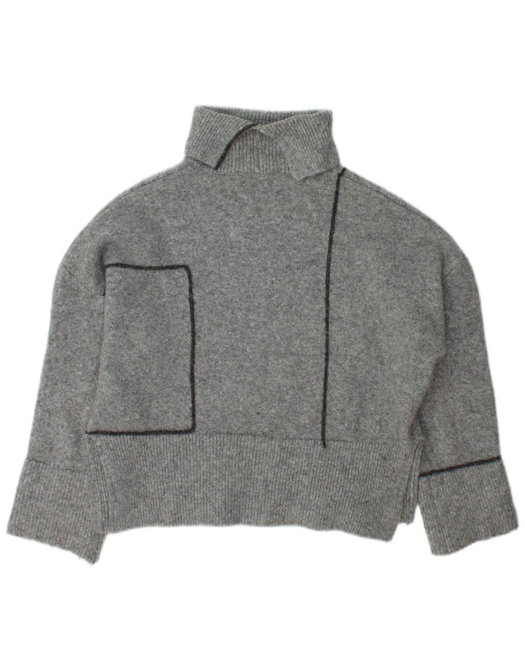 Zara Pull surdimensionné à col roulé pour femme UK 10 Petit Acrylique Gris