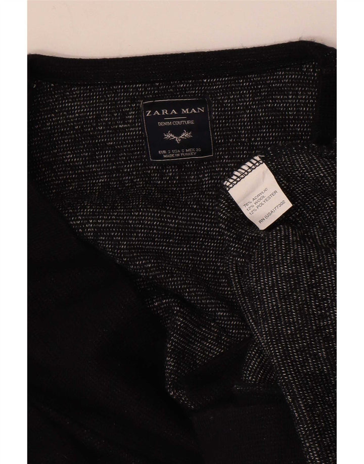 Zara Homme Double Boutonnage Cardigan Pull Petit Noir Acrylique