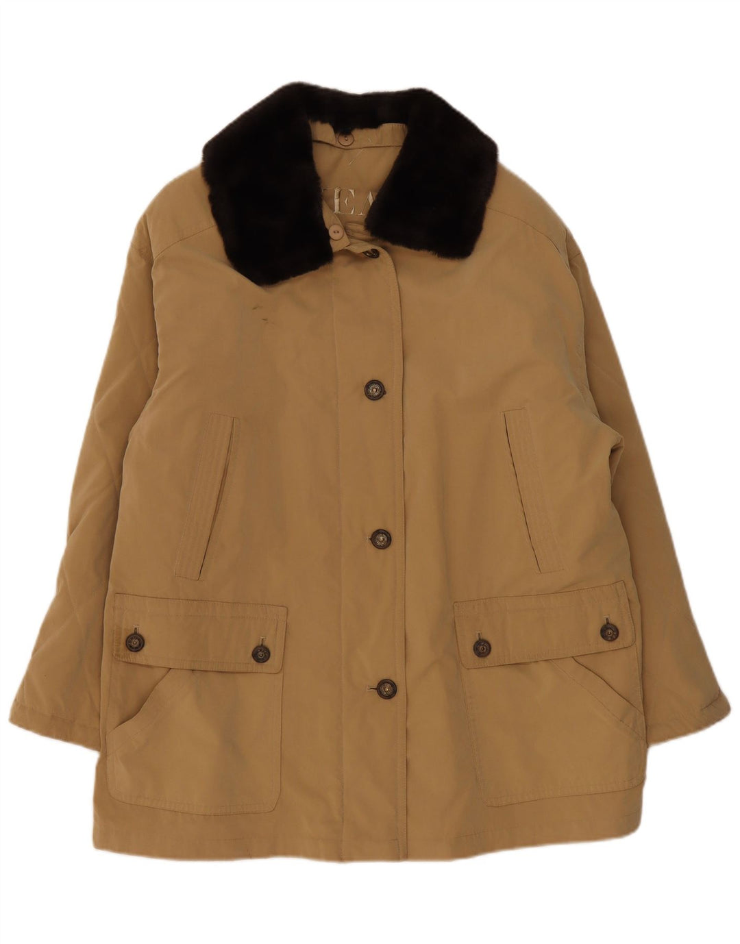 vintage Femme Veste utilitaire surdimensionnée uk 18 XL Beige Polyester
