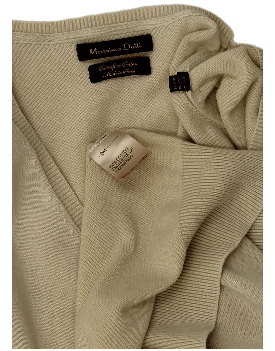 Massimo Dutti Pull Col V Homme Beige Moyen Coton