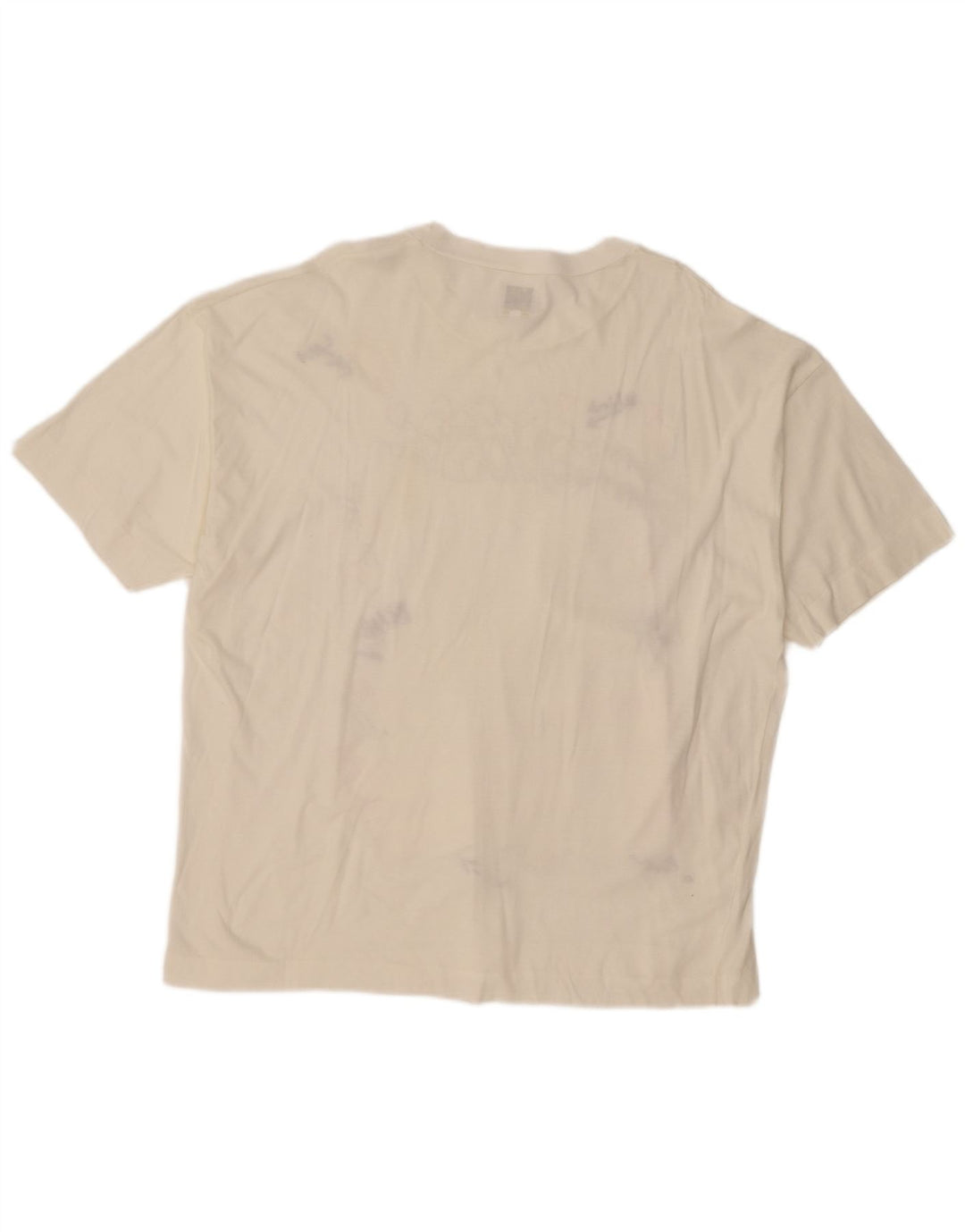 BENETTON T-Shirt Graphique Top XL Homme Blanc Cassé