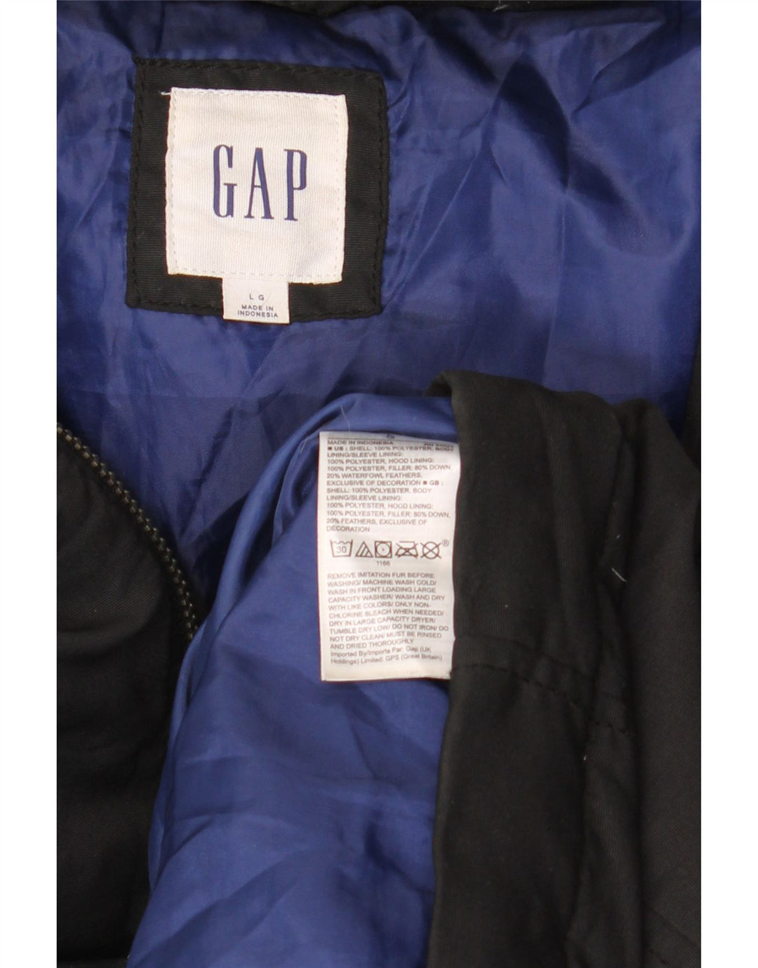 Gap Veste matelassée à capuche pour hommes UK 40 Large Noir Polyester
