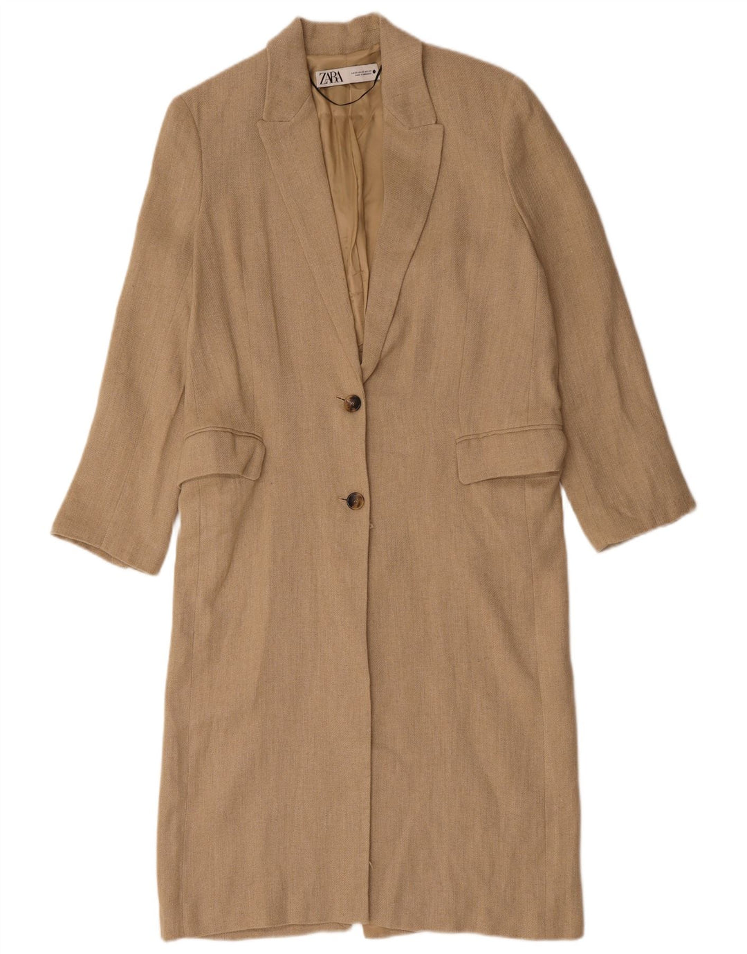 ZARA Femme Manteau Oversize UK 6 XS Lin Beige