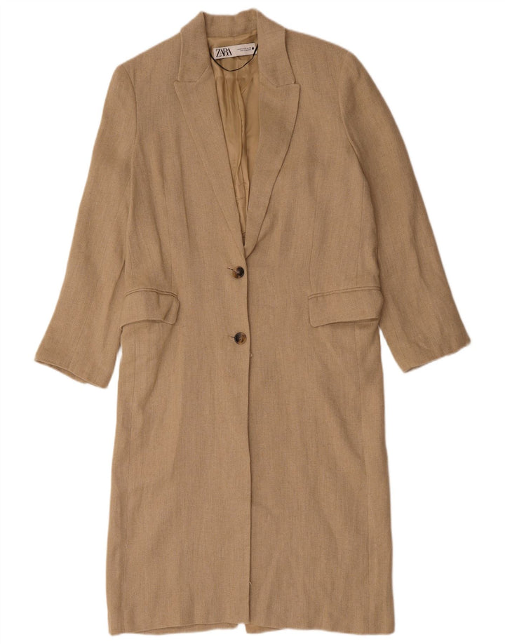 ZARA Femme Manteau Oversize UK 6 XS Lin Beige
