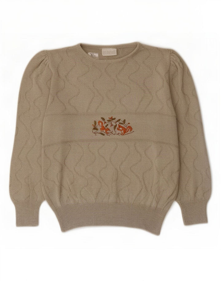 Rabe Pull graphique à col rond pour femme EU 38 Gris moyen rayé