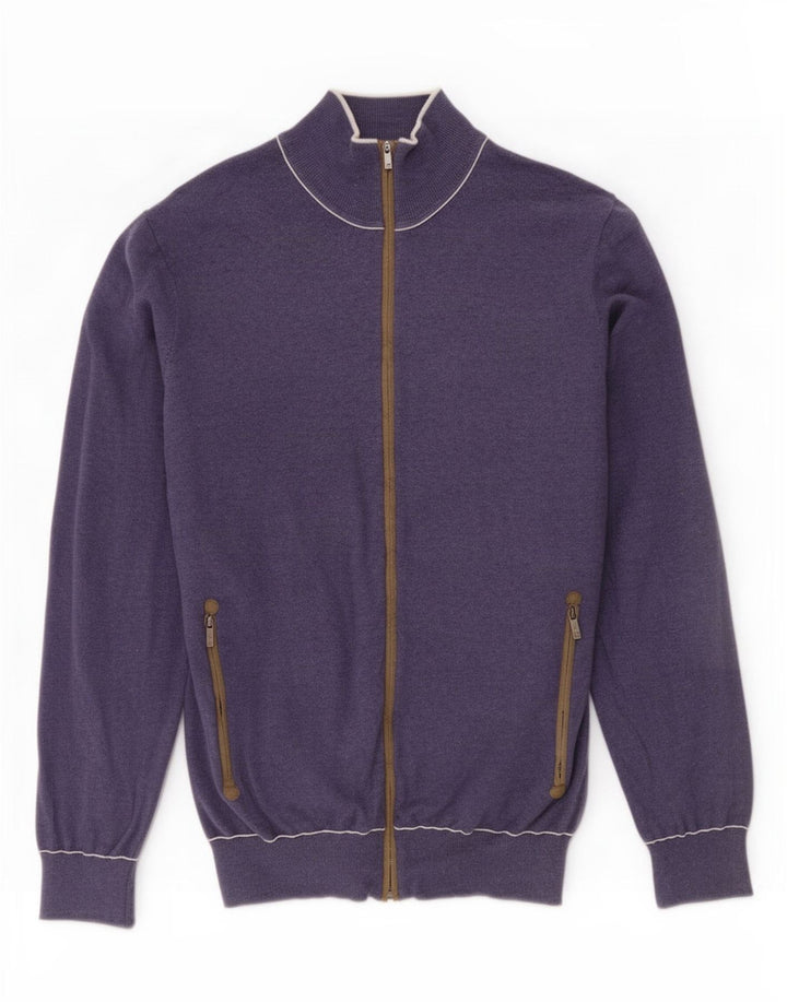 Massimo Dutti Pull Cardigan Homme Bleu Marine Moyen Coton