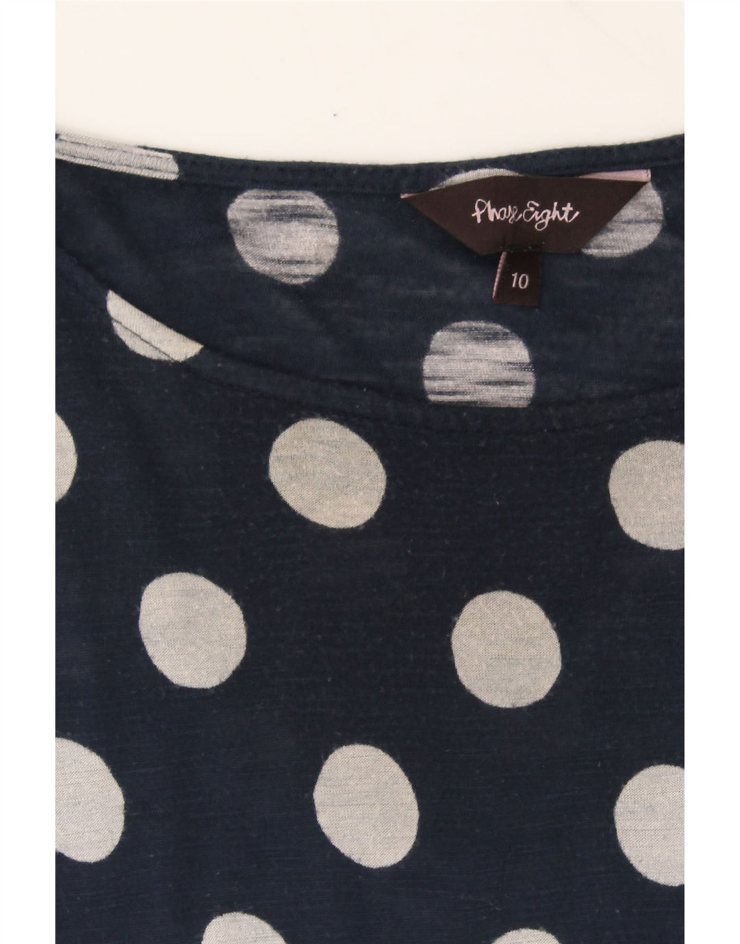 PHASE EIGHT Womens Longline Blouse Top UK 10 Small Navy Blue Polka Dot Vintage Phase Eight and Second-Hand Phase Eight from Messina Hembry 