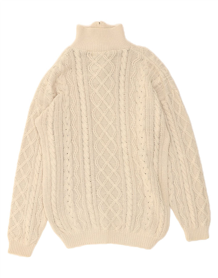 COTTON REPUBLIC Mens Zip Neck Jumper Sweater Medium Off White Cotton Vintage Cotton Republic and Second-Hand Cotton Republic from Messina Hembry 