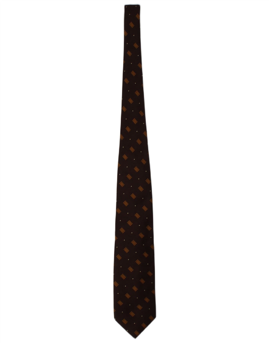 ROCCOBAROCCO Mens Tie One Size Brown Geometric Silk Classic