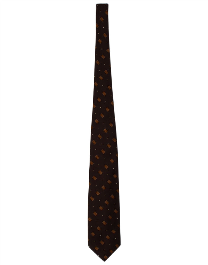 ROCCOBAROCCO Mens Tie One Size Brown Geometric Silk Classic