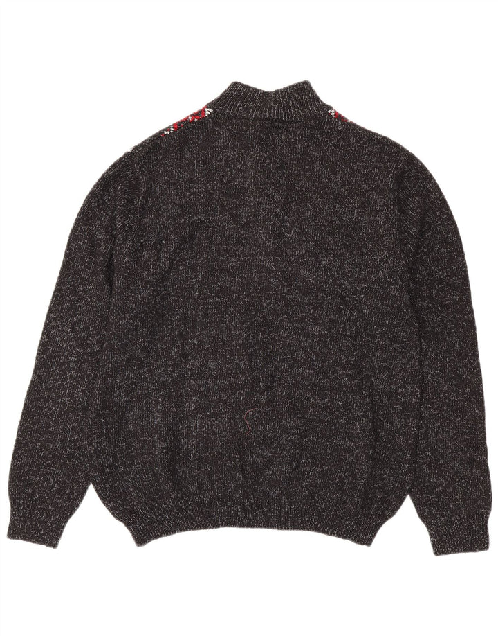 CHAPS Pull à col boutonné pour homme 2XL Gris Fair Isle Coton