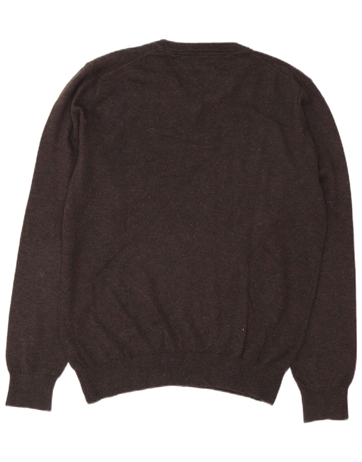 Tommy Hilfiger Pull col V Homme Marron Moyen Laine